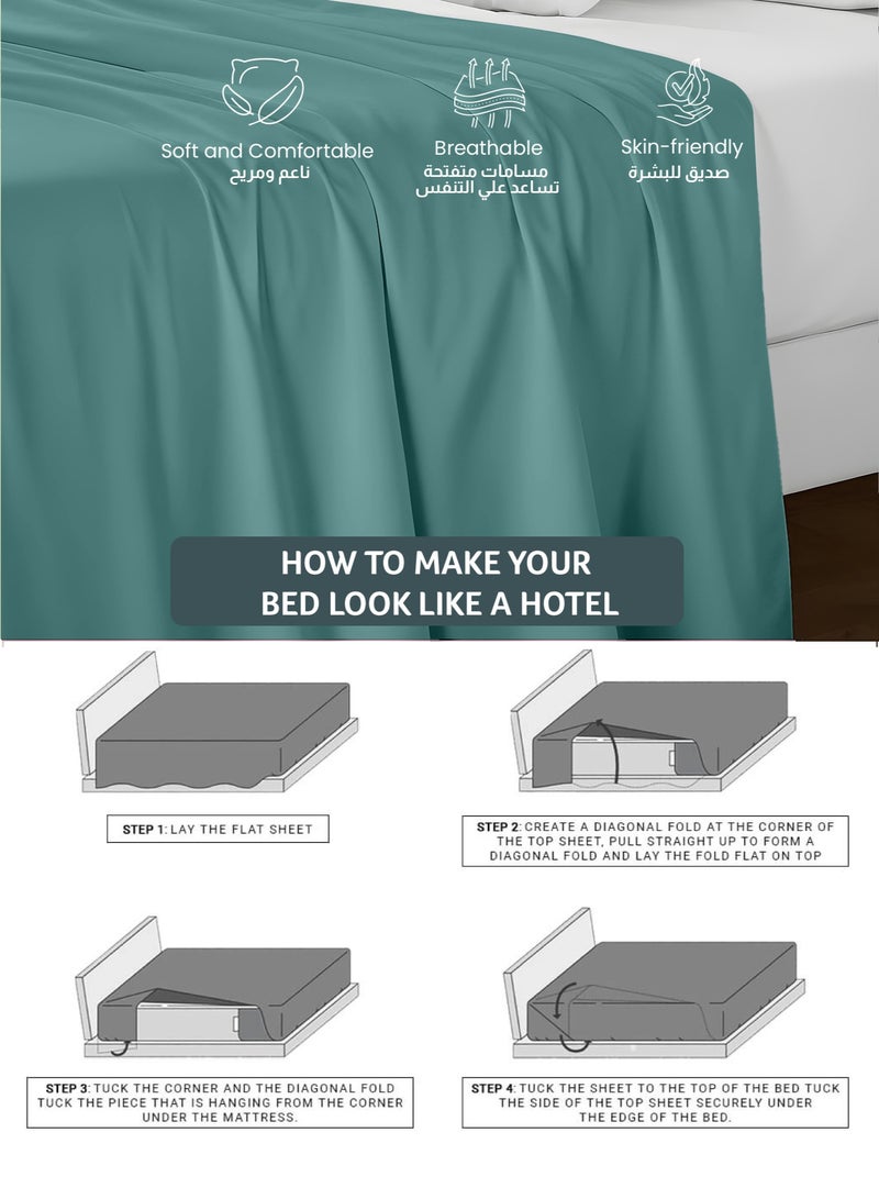 REST Flat Bedsheet 200x220cm Plush Teal Breathable Machine Washbale Bedsheet Extra Soft Easy Fit Highly Breathable Bedding & Linen Cover - Image 3